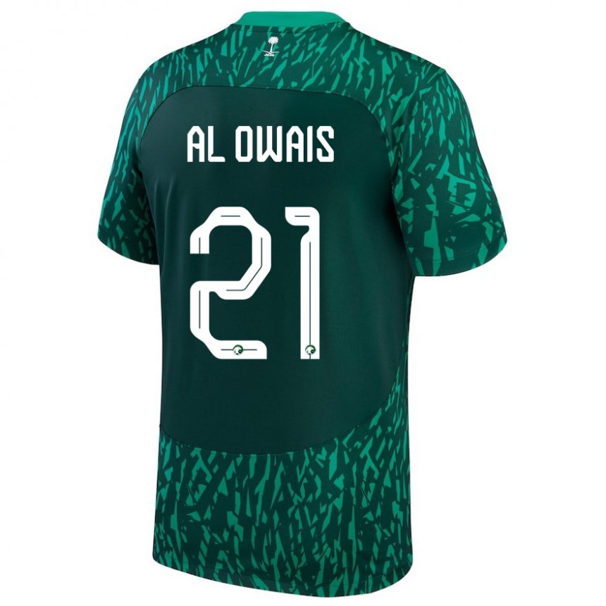 Mujer Camiseta Arabia Saudita Mohammed Al Owais #21 Verde Oscuro 2ª Equipación 22-24 La Camisa