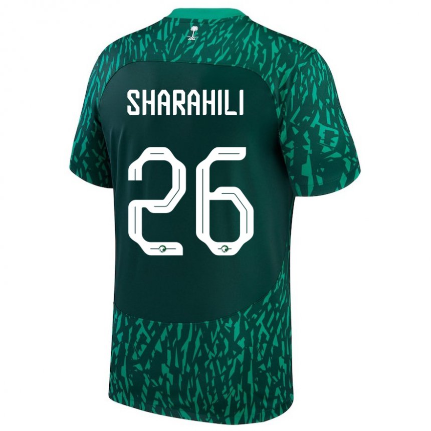 Mujer Camiseta Arabia Saudita Riyadh Sharahili #26 Verde Oscuro 2ª Equipación 22-24 La Camisa