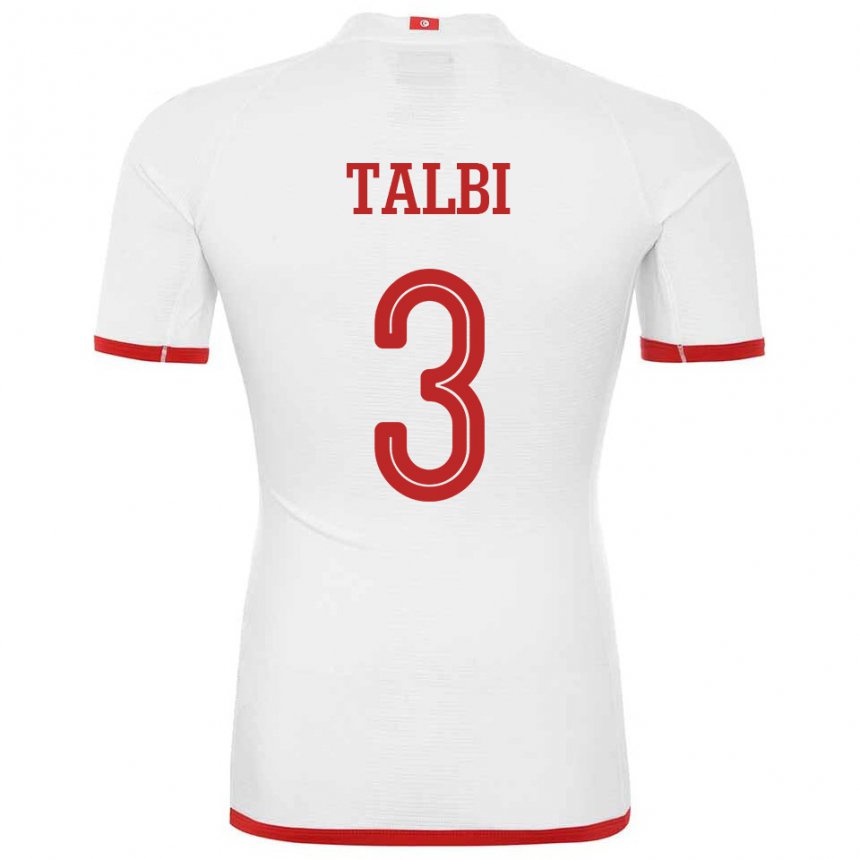 Mujer Camiseta Túnez Montassar Talbi #3 Blanco 2ª Equipación 22-24 La Camisa
