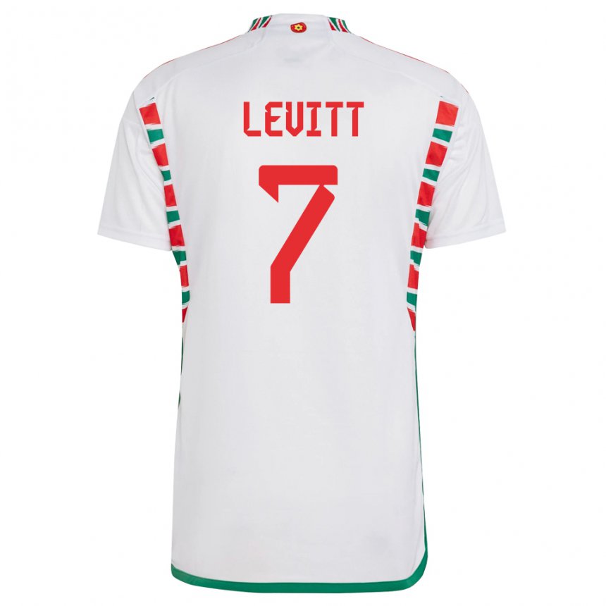 Mujer Camiseta Gales Dylan Levitt #7 Blanco 2ª Equipación 22-24 La Camisa