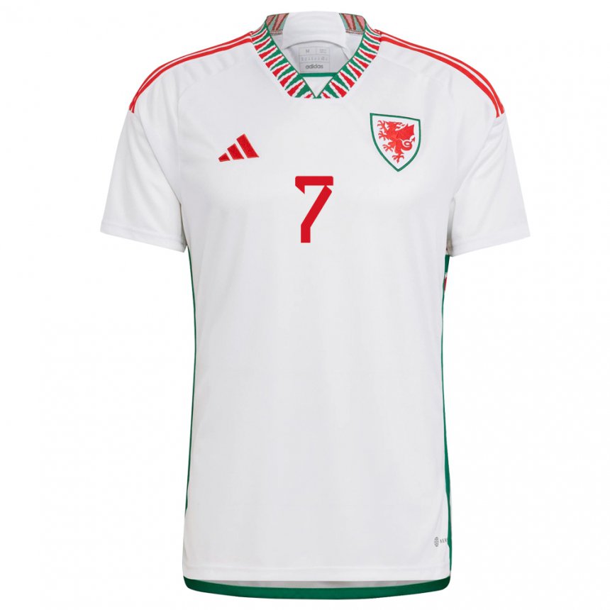 Mujer Camiseta Gales Dylan Levitt #7 Blanco 2ª Equipación 22-24 La Camisa