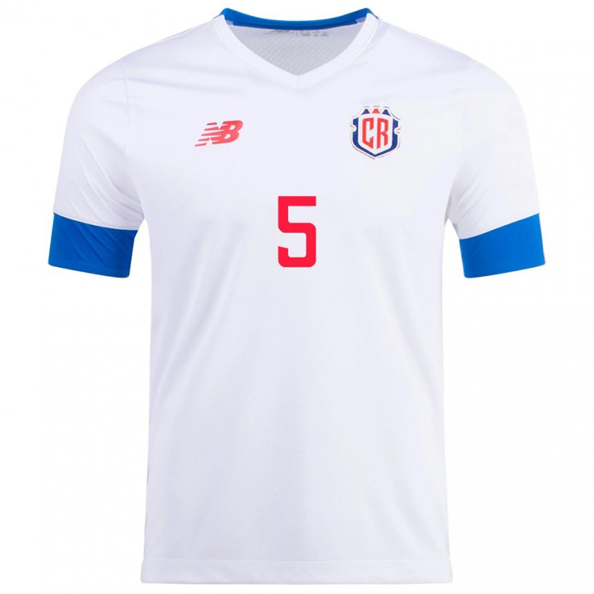 Mujer Camiseta Costa Rica Celso Borges #5 Blanco 2ª Equipación 22-24 La Camisa