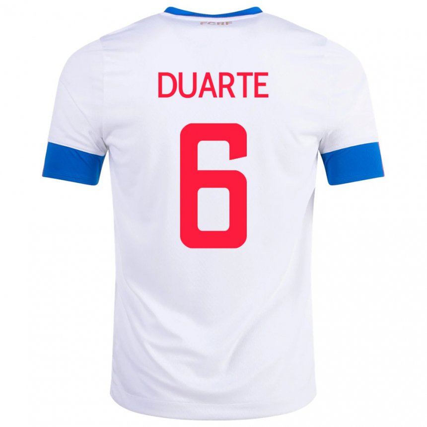 Mujer Camiseta Costa Rica Oscar Duarte #6 Blanco 2ª Equipación 22-24 La Camisa