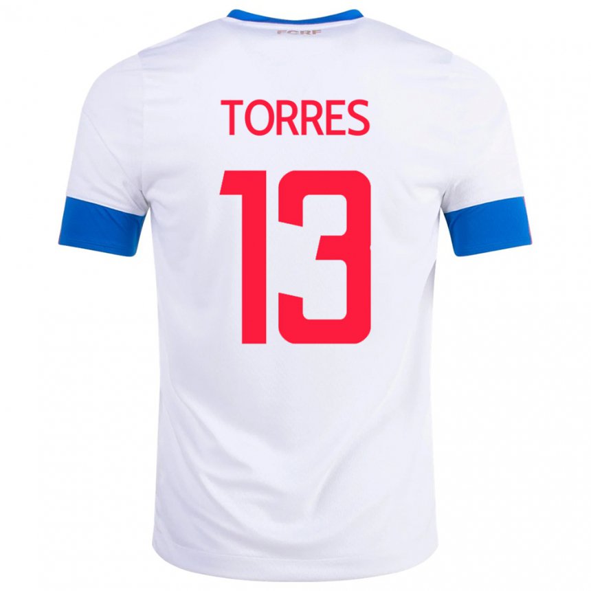 Mujer Camiseta Costa Rica Gerson Torres #13 Blanco 2ª Equipación 22-24 La Camisa