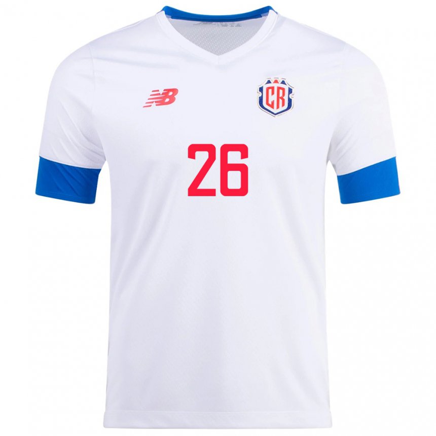 Mujer Camiseta Costa Rica Alvaro Zamora #26 Blanco 2ª Equipación 22-24 La Camisa