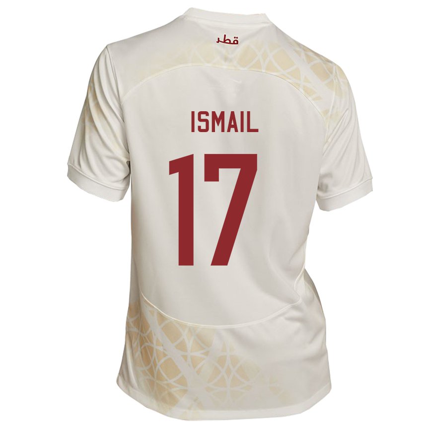 Mujer Camiseta Catar Ismail Mohamad #17 Beis Dorado 2ª Equipación 22-24 La Camisa