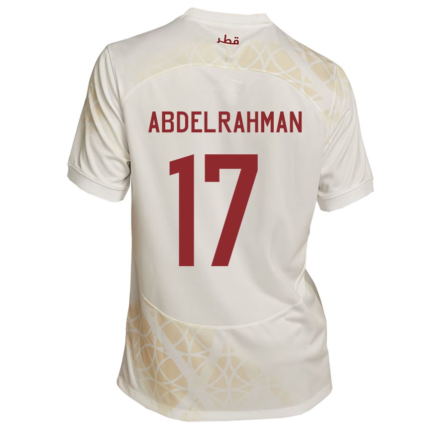 Mujer Camiseta Catar Abdelrahman Fahmi Moustafa #17 Beis Dorado 2ª Equipación 22-24 La Camisa