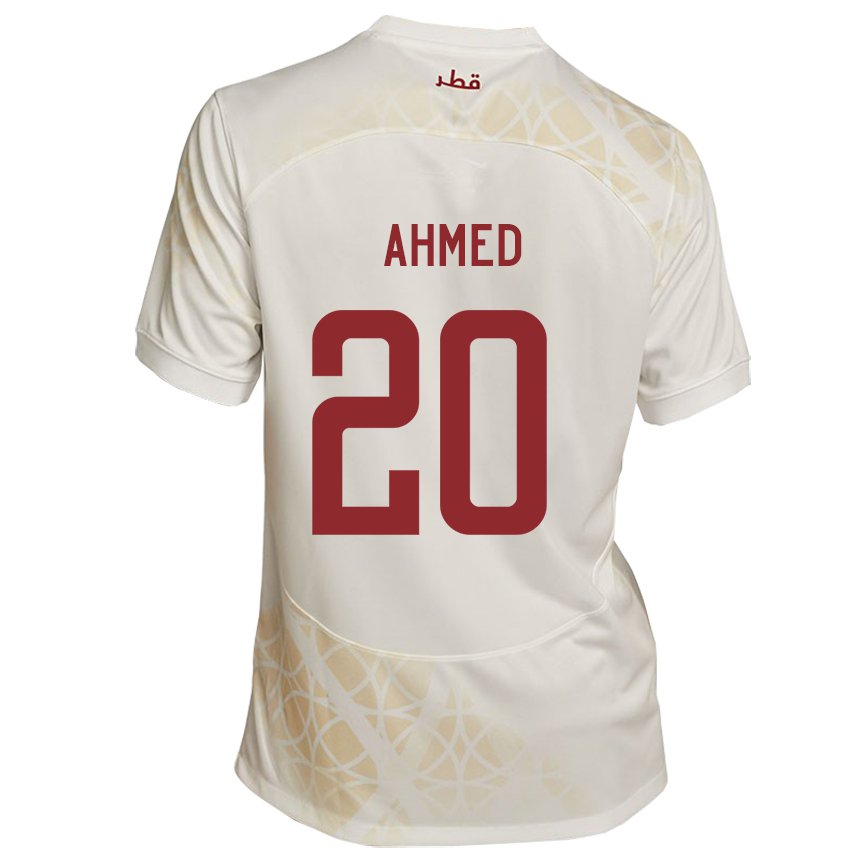 Mujer Camiseta Catar Ahmed Fadel Hasaba #20 Beis Dorado 2ª Equipación 22-24 La Camisa