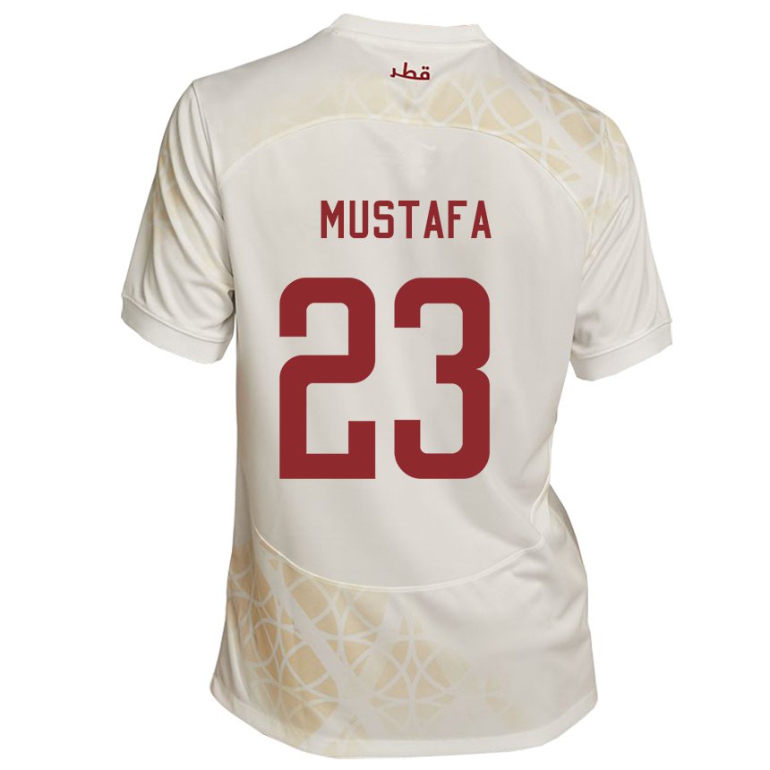 Mujer Camiseta Catar Mustafa Mashaal #23 Beis Dorado 2ª Equipación 22-24 La Camisa