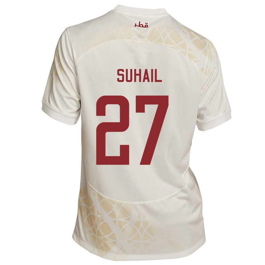 Mujer Camiseta Catar Ahmed Suhail #27 Beis Dorado 2ª Equipación 22-24 La Camisa