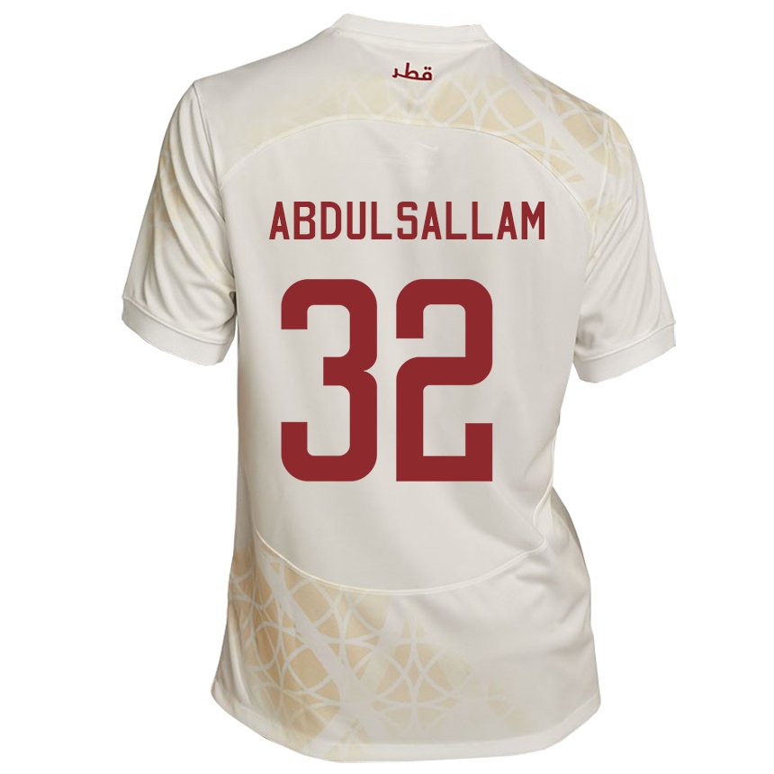 Mujer Camiseta Catar Jassem Gaber Abdulsallam #32 Beis Dorado 2ª Equipación 22-24 La Camisa