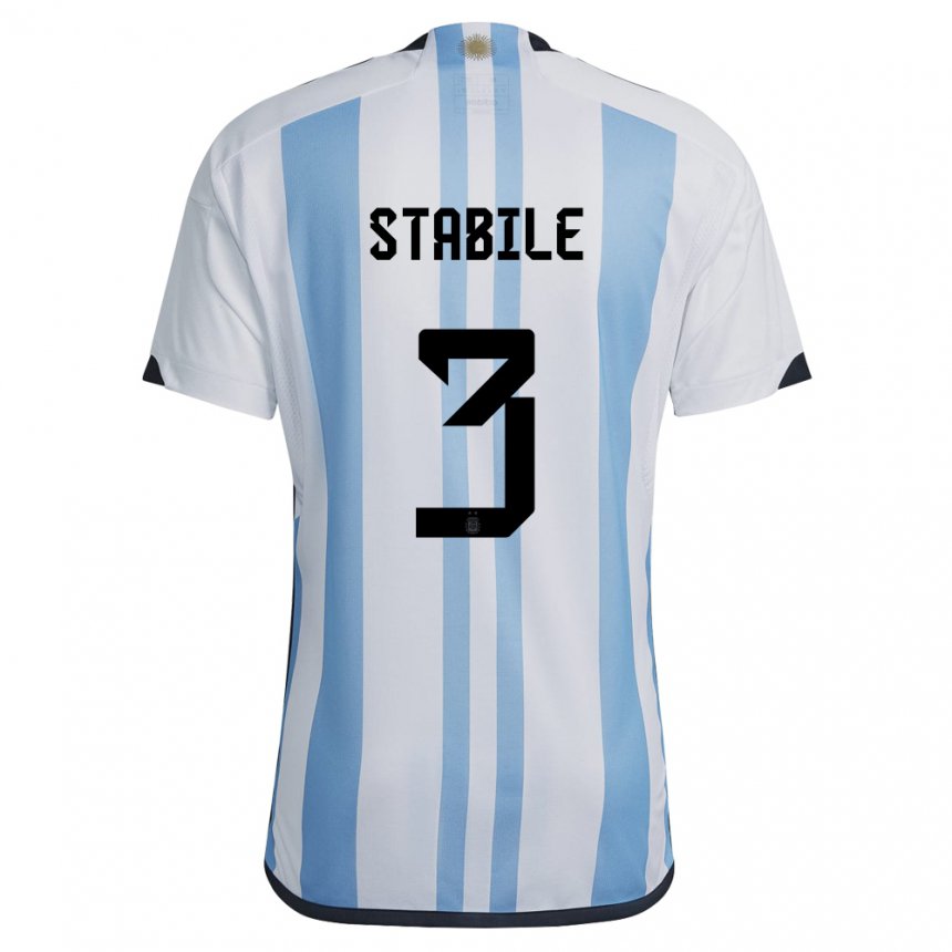 Niño Camiseta Argentina Eliana Stabile #3 Blanco Cielo Azul 1ª Equipación 22-24 La Camisa