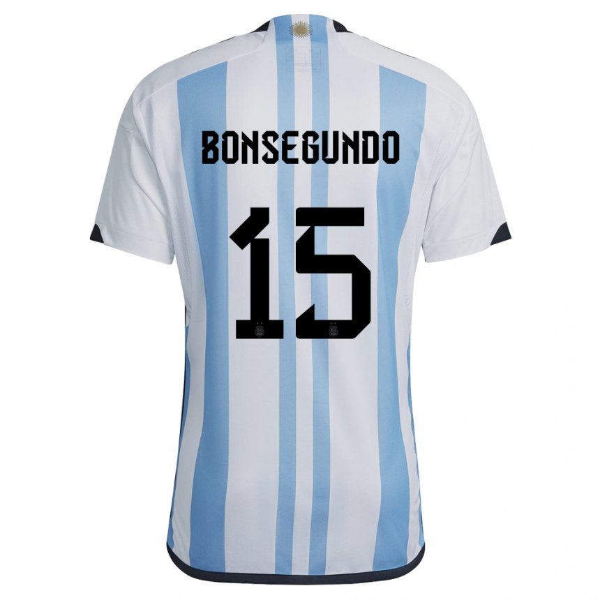 Niño Camiseta Argentina Florencia Bonsegundo #15 Blanco Cielo Azul 1ª Equipación 22-24 La Camisa