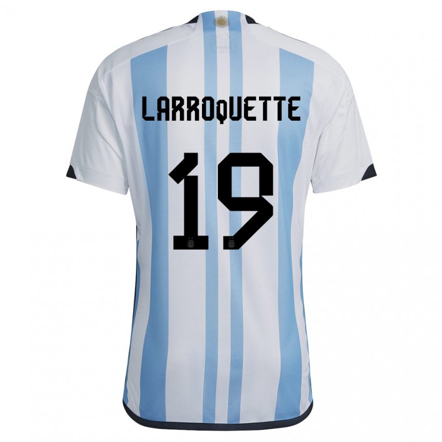 Niño Camiseta Argentina Mariana Larroquette #19 Blanco Cielo Azul 1ª Equipación 22-24 La Camisa