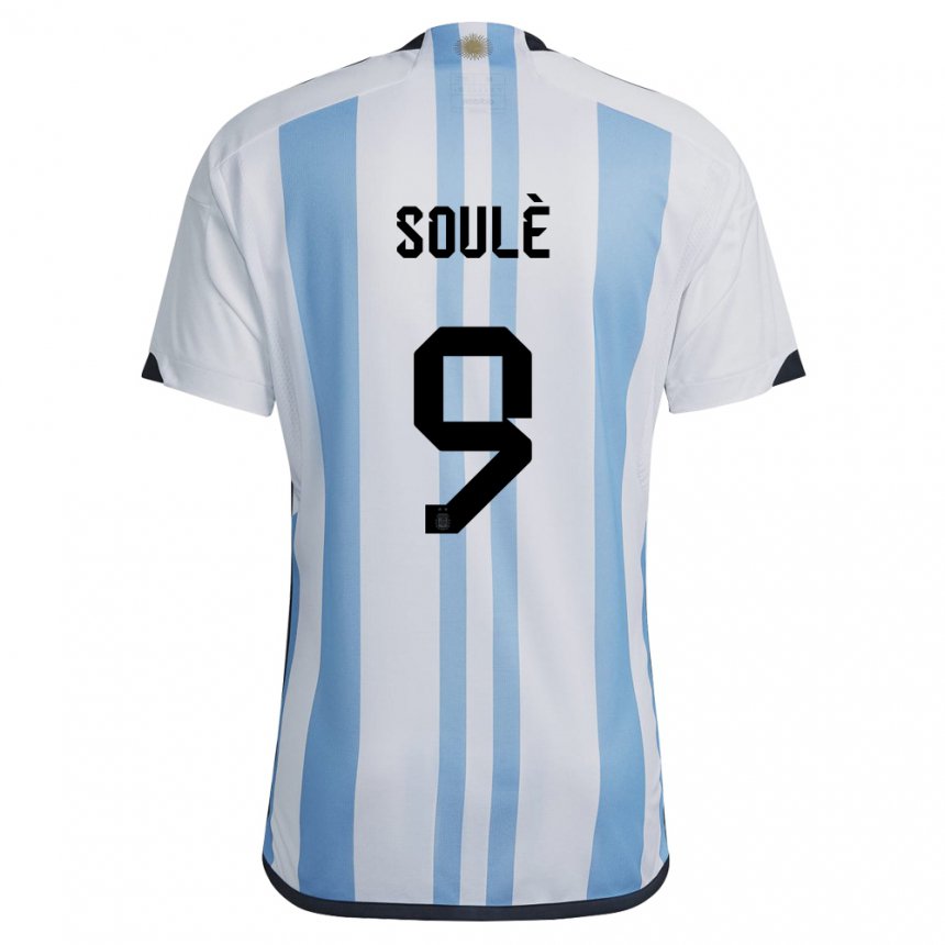 Niño Camiseta Argentina Matias Soule #9 Blanco Cielo Azul 1ª Equipación 22-24 La Camisa