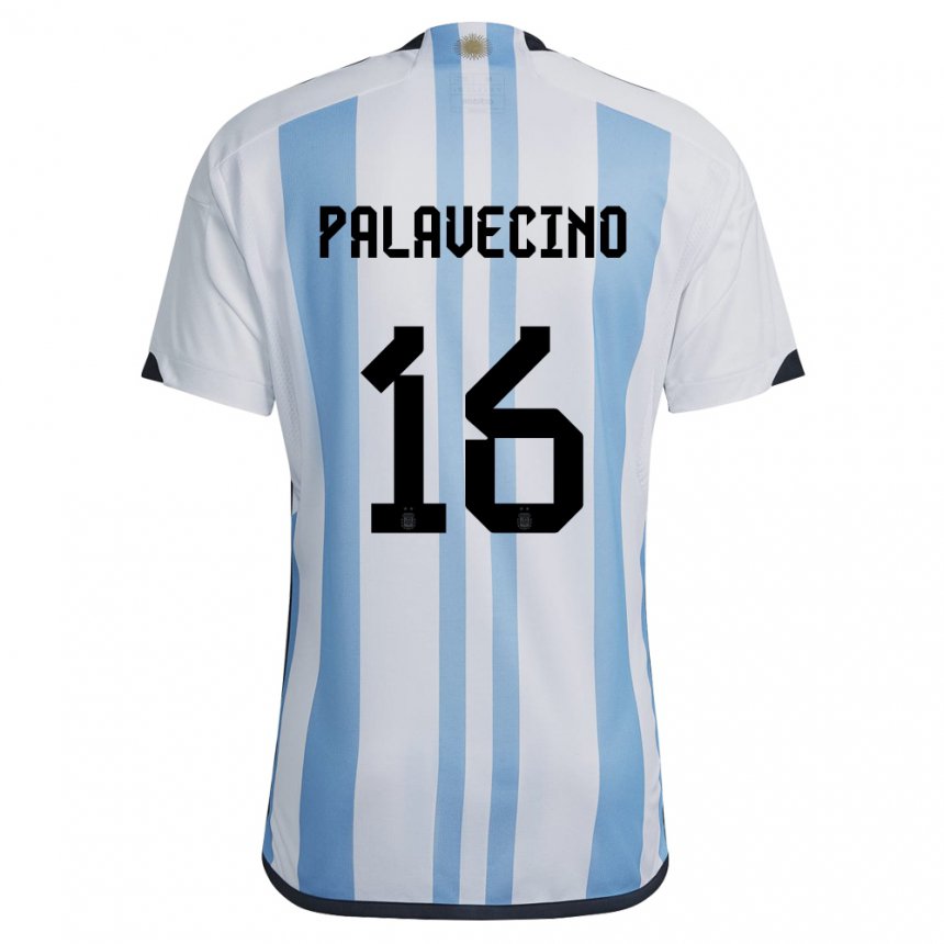 Niño Camiseta Argentina Nicolas Palavecino #16 Blanco Cielo Azul 1ª Equipación 22-24 La Camisa