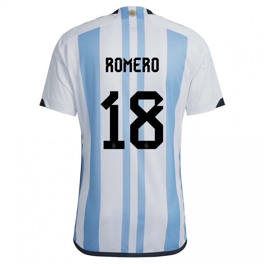 Niño Camiseta Argentina Luka Romero #18 Blanco Cielo Azul 1ª Equipación 22-24 La Camisa