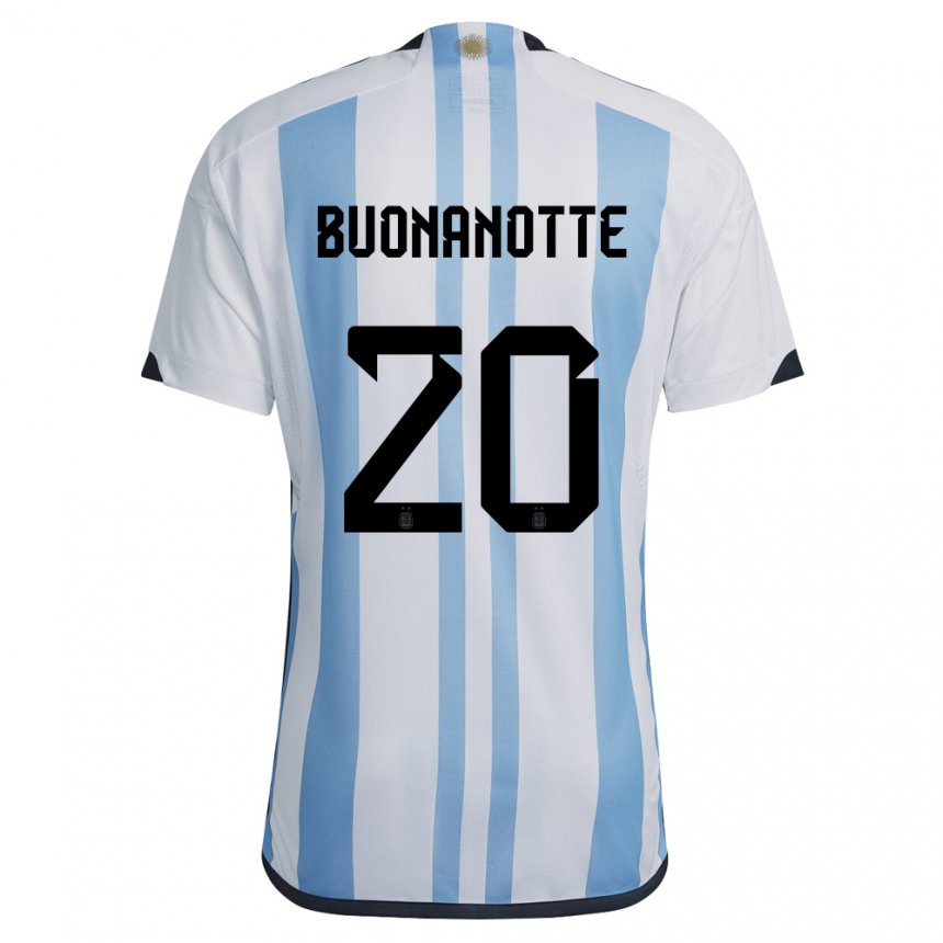 Niño Camiseta Argentina Facundo Buonanotte #20 Blanco Cielo Azul 1ª Equipación 22-24 La Camisa