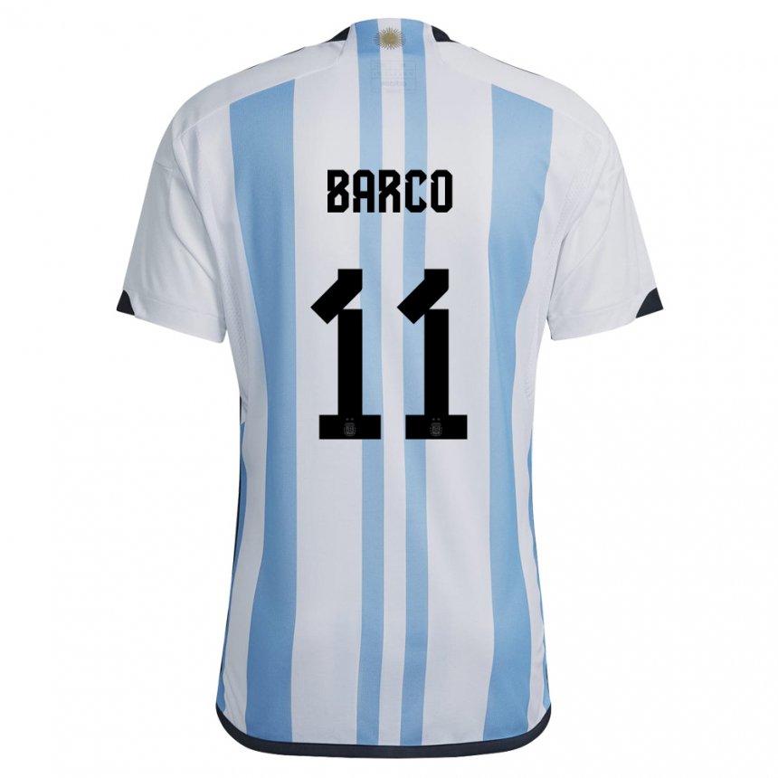 Niño Camiseta Argentina Ezequiel Barco #11 Blanco Cielo Azul 1ª Equipación 22-24 La Camisa