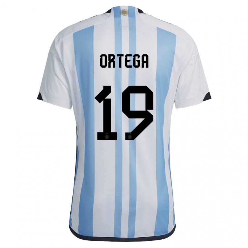 Niño Camiseta Argentina Francisco Ortega #19 Blanco Cielo Azul 1ª Equipación 22-24 La Camisa