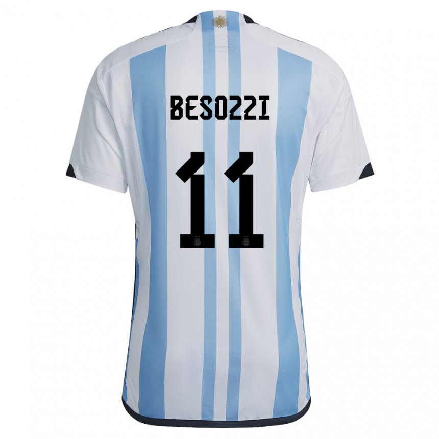 Niño Camiseta Argentina Lucas Besozzi #11 Blanco Cielo Azul 1ª Equipación 22-24 La Camisa