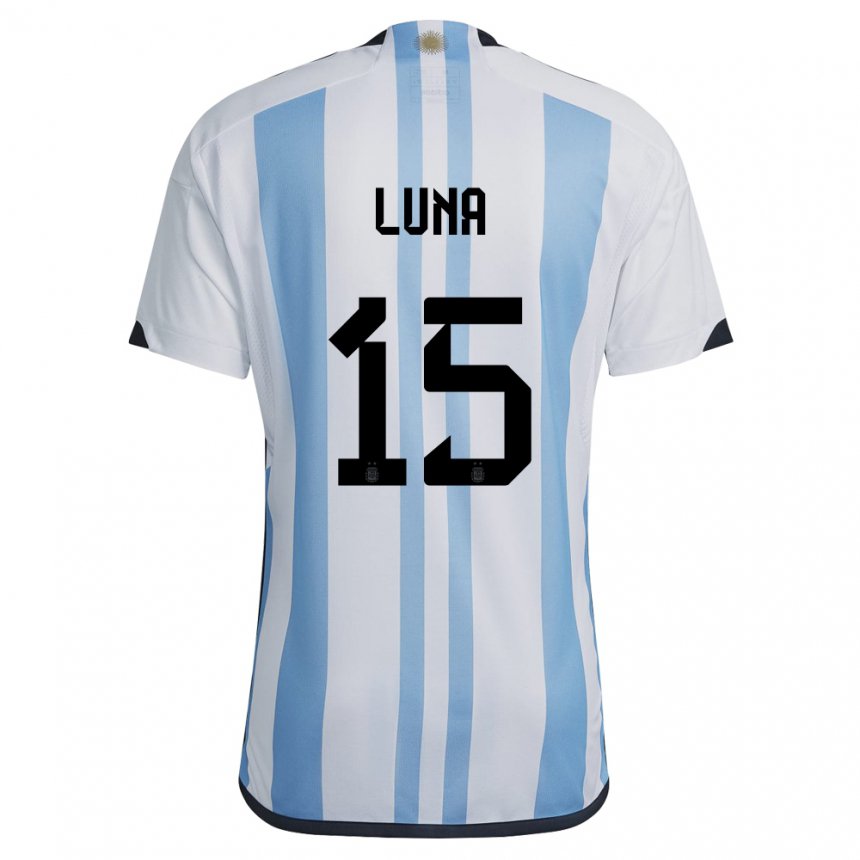 Niño Camiseta Argentina Alex Luna #15 Blanco Cielo Azul 1ª Equipación 22-24 La Camisa