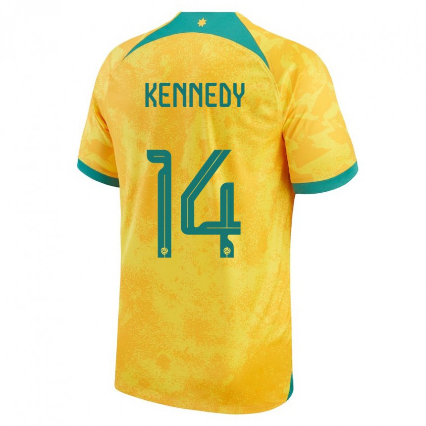 Niño Camiseta Australia Alanna Kennedy #14 Dorado 1ª Equipación 22-24 La Camisa