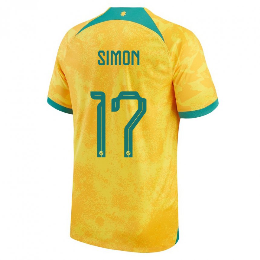 Niño Camiseta Australia Kyah Simon #17 Dorado 1ª Equipación 22-24 La Camisa