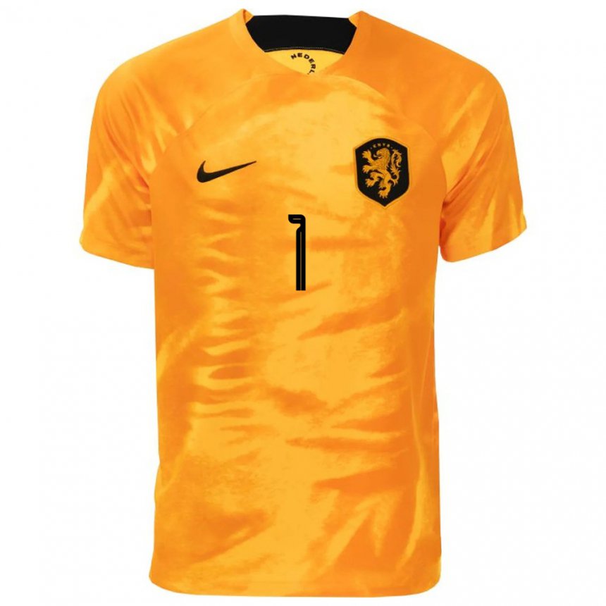 Niño Camiseta Países Bajos Daphne Van Domselaar #1 Naranja Láser 1ª Equipación 22-24 La Camisa