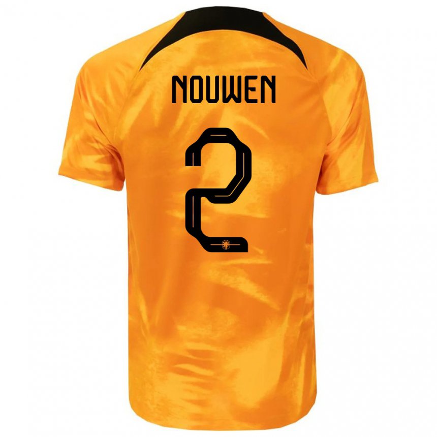 Niño Camiseta Países Bajos Aniek Nouwen #2 Naranja Láser 1ª Equipación 22-24 La Camisa