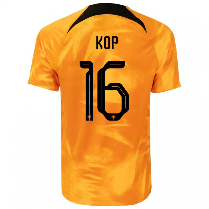 Niño Camiseta Países Bajos Lize Kop #16 Naranja Láser 1ª Equipación 22-24 La Camisa