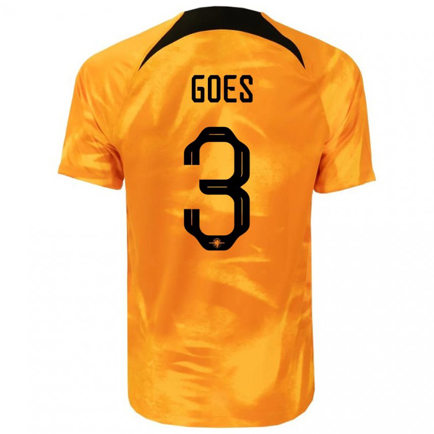 Niño Camiseta Países Bajos Wouter Goes #3 Naranja Láser 1ª Equipación 22-24 La Camisa