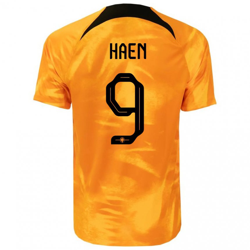 Niño Camiseta Países Bajos Devin Haen #9 Naranja Láser 1ª Equipación 22-24 La Camisa