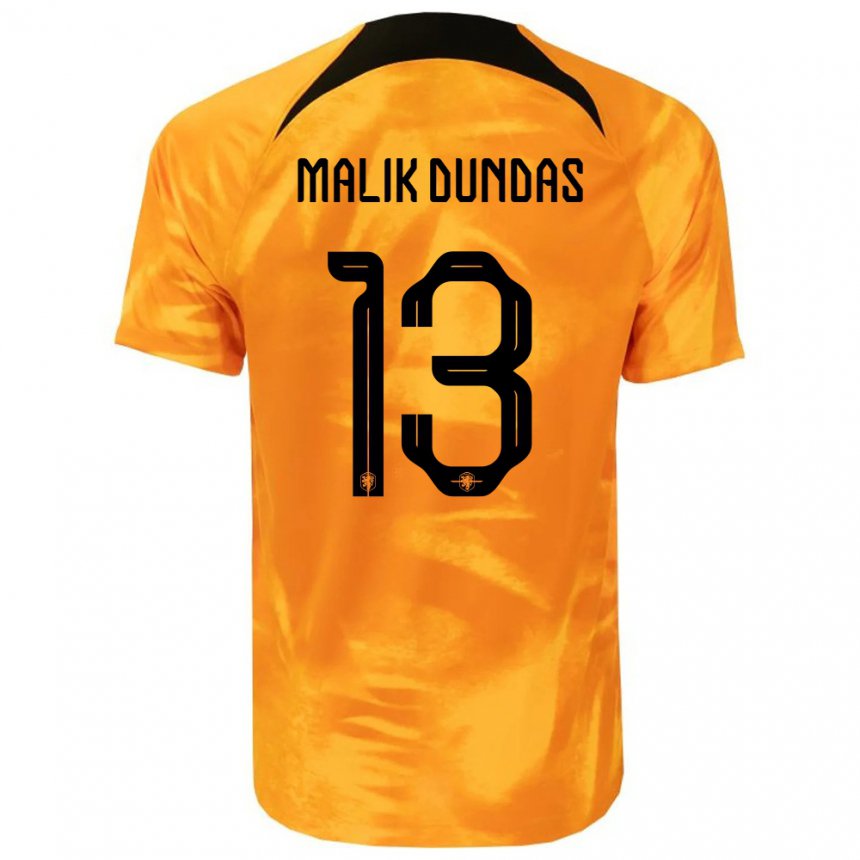Niño Camiseta Países Bajos Noa Malik Dundas #13 Naranja Láser 1ª Equipación 22-24 La Camisa