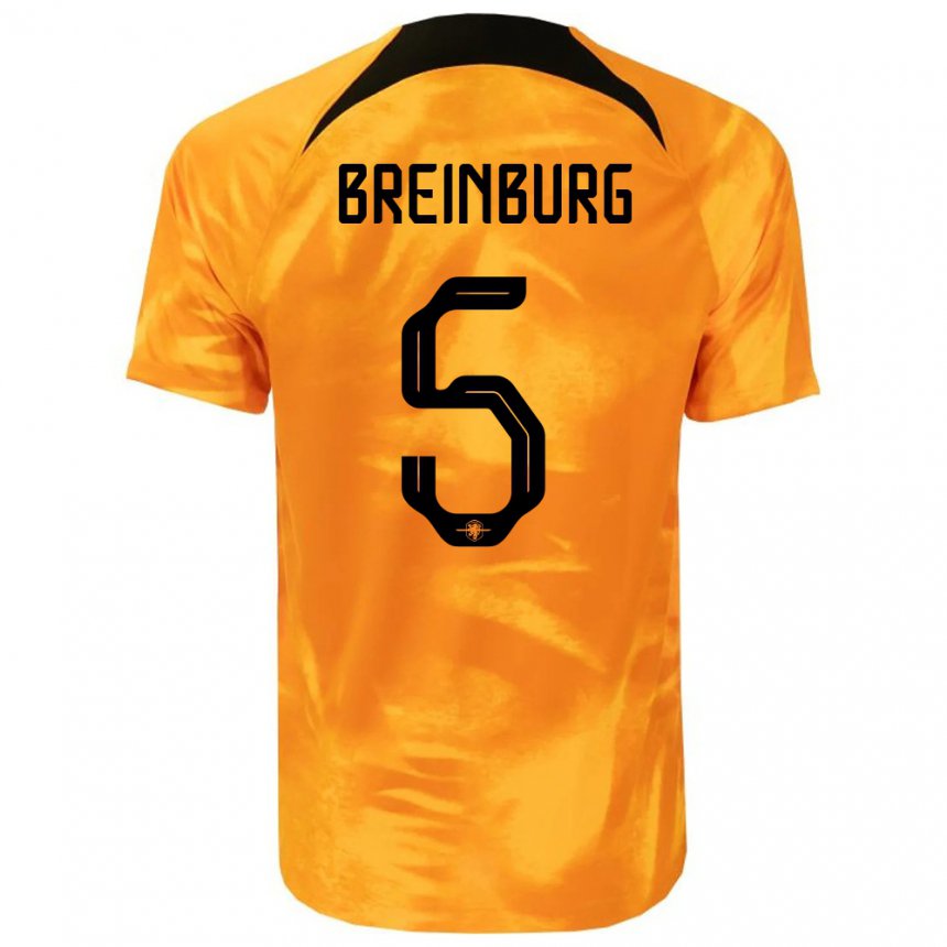 Niño Camiseta Países Bajos Rainey Breinburg #5 Naranja Láser 1ª Equipación 22-24 La Camisa