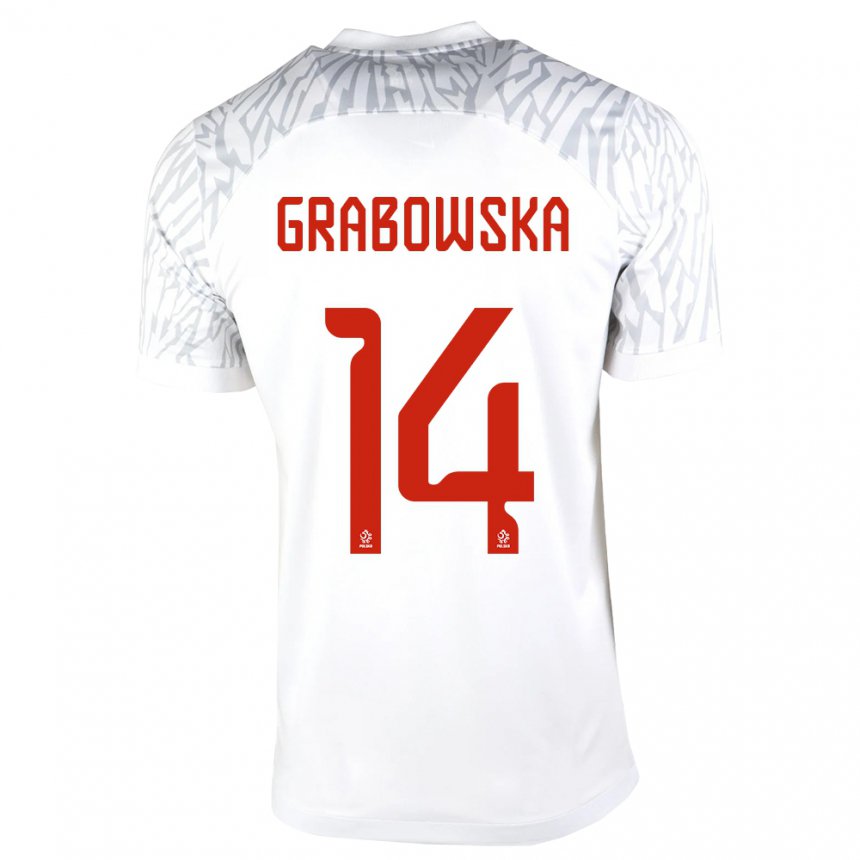 Niño Camiseta Polonia Dominika Grabowska #14 Blanco 1ª Equipación 22-24 La Camisa