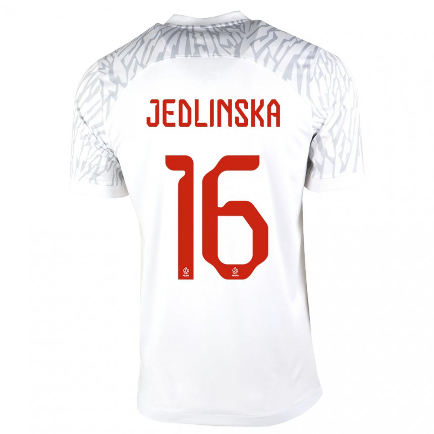 Niño Camiseta Polonia Klaudia Jedlinska #16 Blanco 1ª Equipación 22-24 La Camisa