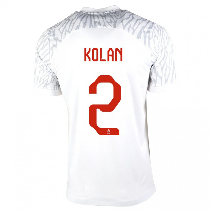 Niño Camiseta Polonia Jakub Kolan #2 Blanco 1ª Equipación 22-24 La Camisa