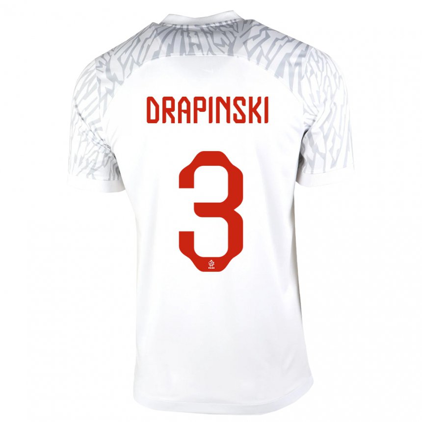 Niño Camiseta Polonia Igor Drapinski #3 Blanco 1ª Equipación 22-24 La Camisa