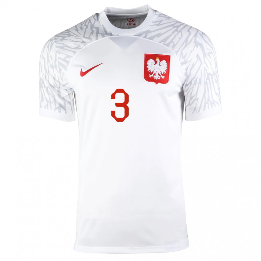 Niño Camiseta Polonia Igor Drapinski #3 Blanco 1ª Equipación 22-24 La Camisa