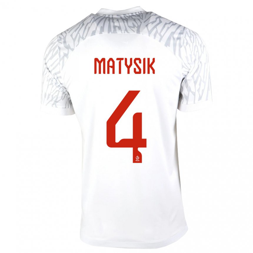 Niño Camiseta Polonia Milosz Matysik #4 Blanco 1ª Equipación 22-24 La Camisa