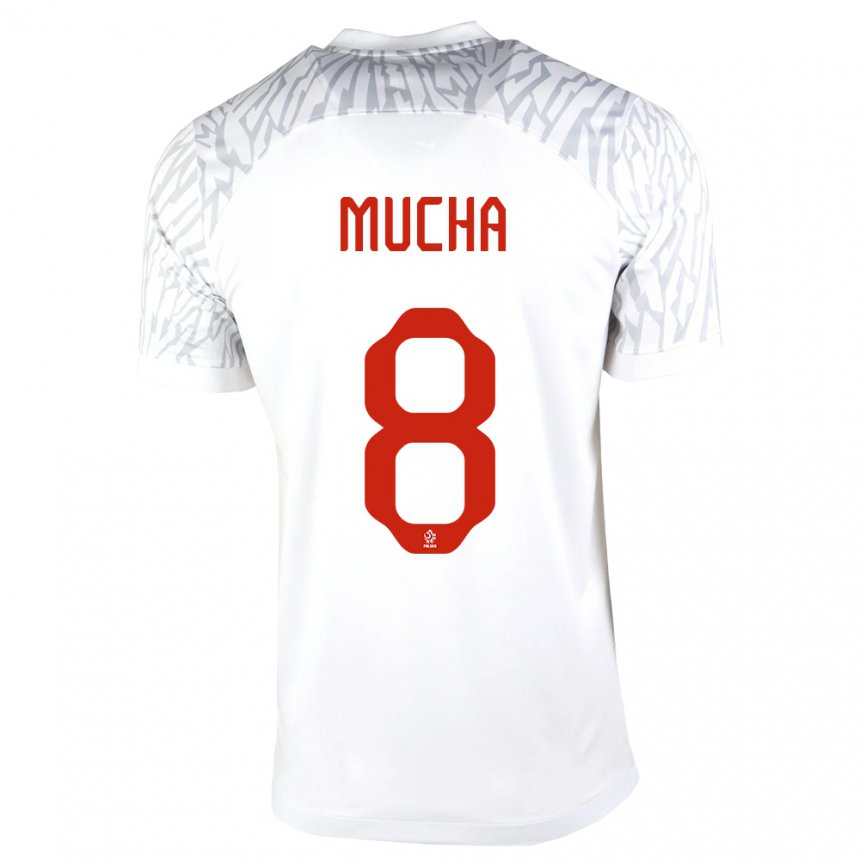 Niño Camiseta Polonia Szczepan Mucha #8 Blanco 1ª Equipación 22-24 La Camisa