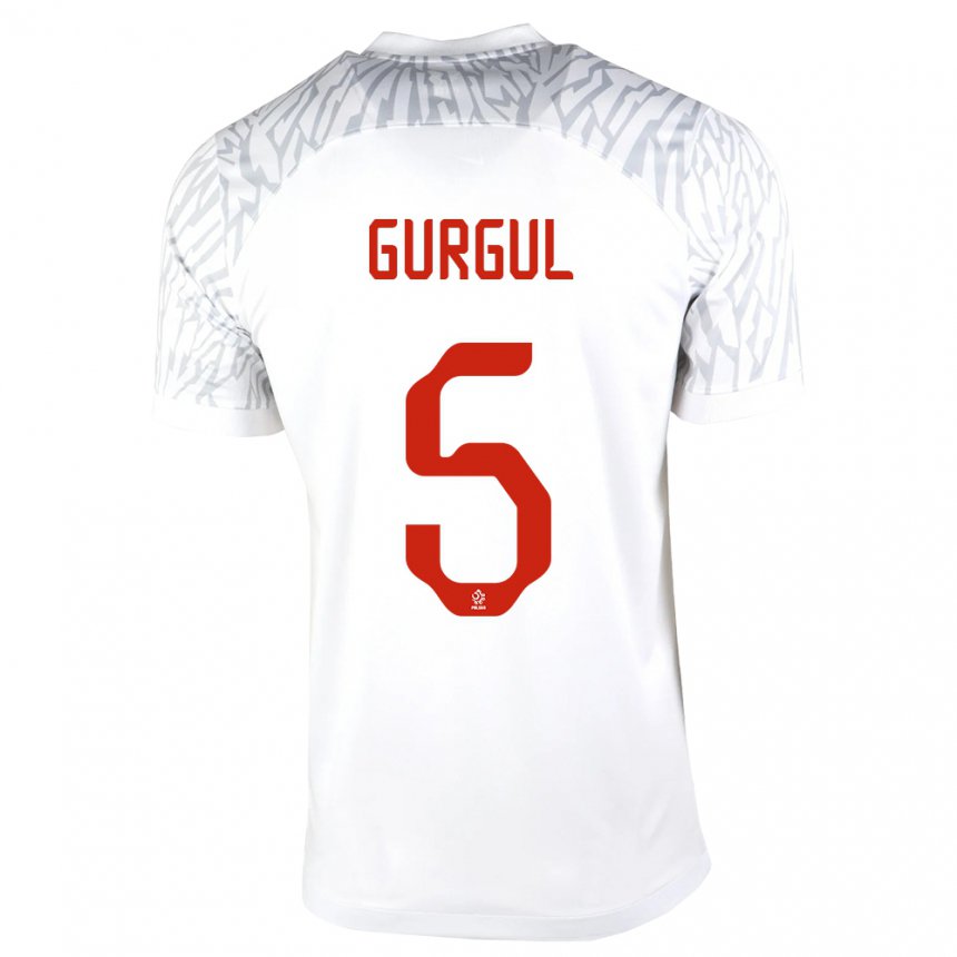 Niño Camiseta Polonia Michal Gurgul #5 Blanco 1ª Equipación 22-24 La Camisa
