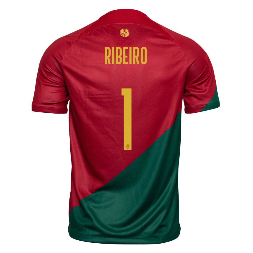 Niño Camiseta Portugal Goncalo Ribeiro #1 Rojo Verde 1ª Equipación 22-24 La Camisa
