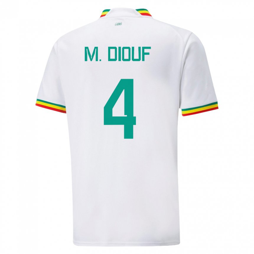 Niño Camiseta Senegal Mame Diarra Diouf #4 Blanco 1ª Equipación 22-24 La Camisa