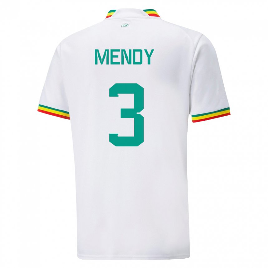 Niño Camiseta Senegal Formose Mendy #3 Blanco 1ª Equipación 22-24 La Camisa