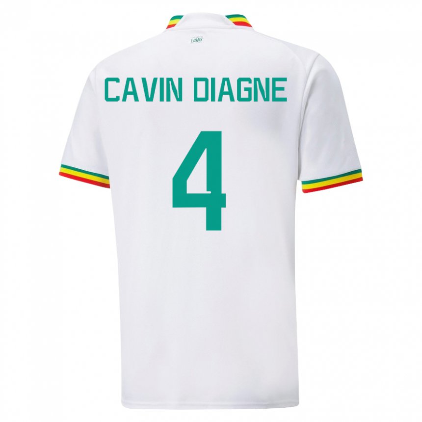 Niño Camiseta Senegal Cavin Diagne #4 Blanco 1ª Equipación 22-24 La Camisa