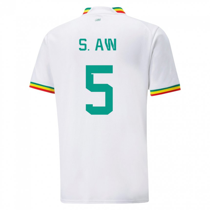 Niño Camiseta Senegal Souleymane Aw #5 Blanco 1ª Equipación 22-24 La Camisa