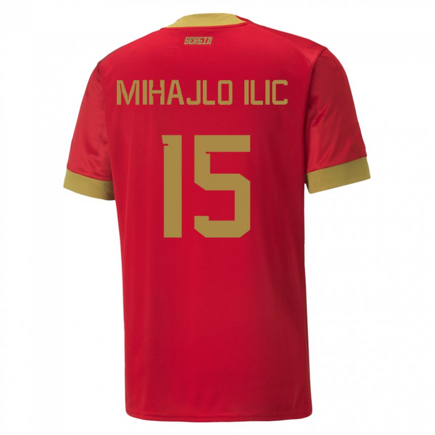 Niño Camiseta Serbia Mihajlo Ilic #15 Rojo 1ª Equipación 22-24 La Camisa