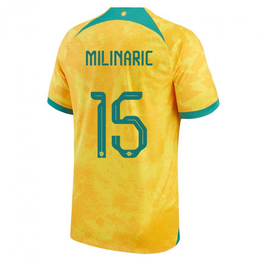 Niño Camiseta Australia Anton Milinaric #15 Dorado 1ª Equipación 22-24 La Camisa